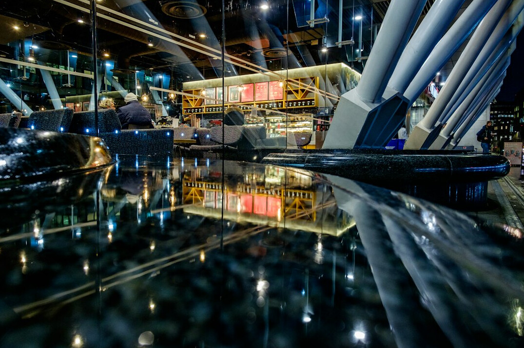 Wide view of a live television studio floor during a broadcast